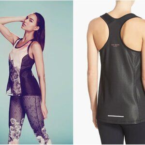 Ted Baker London Black Floral Monorose Racerback Tank Sz Large Athletic Gym
